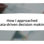 How I approached data-driven decision making