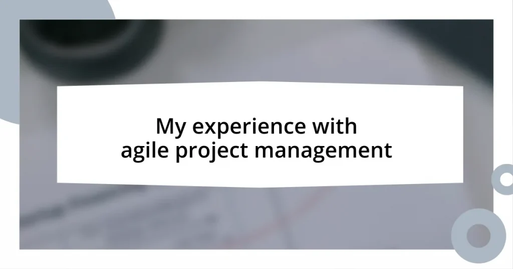 My experience with agile project management