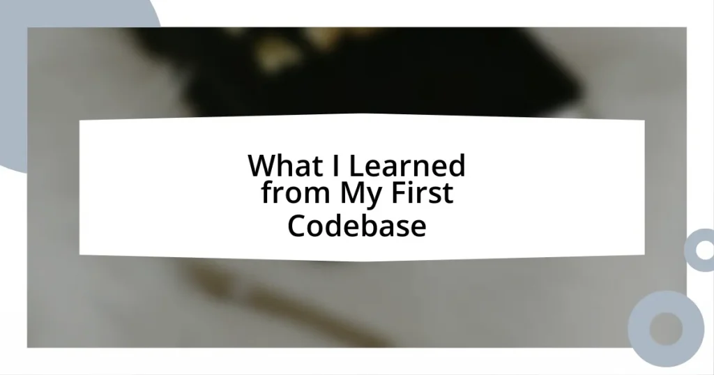 What I Learned from My First Codebase