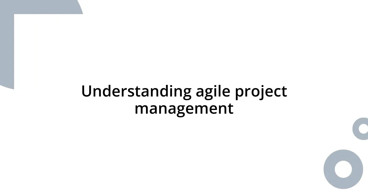 Understanding agile project management
