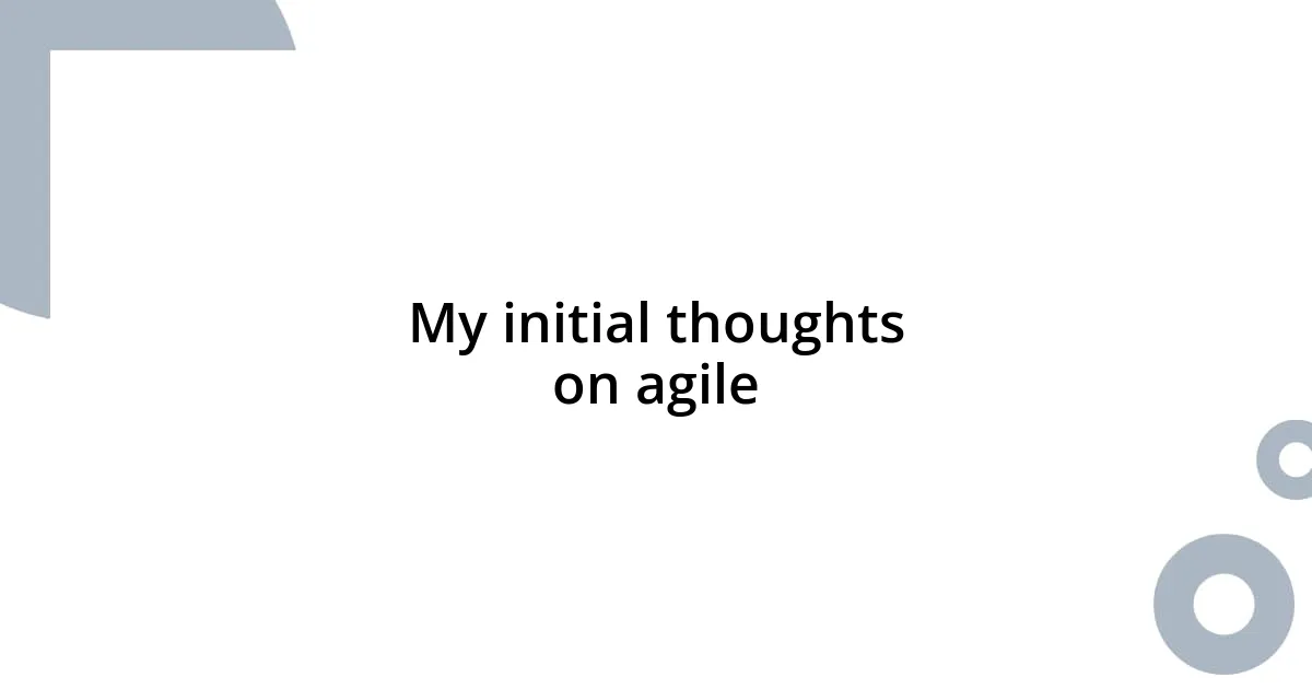 My initial thoughts on agile