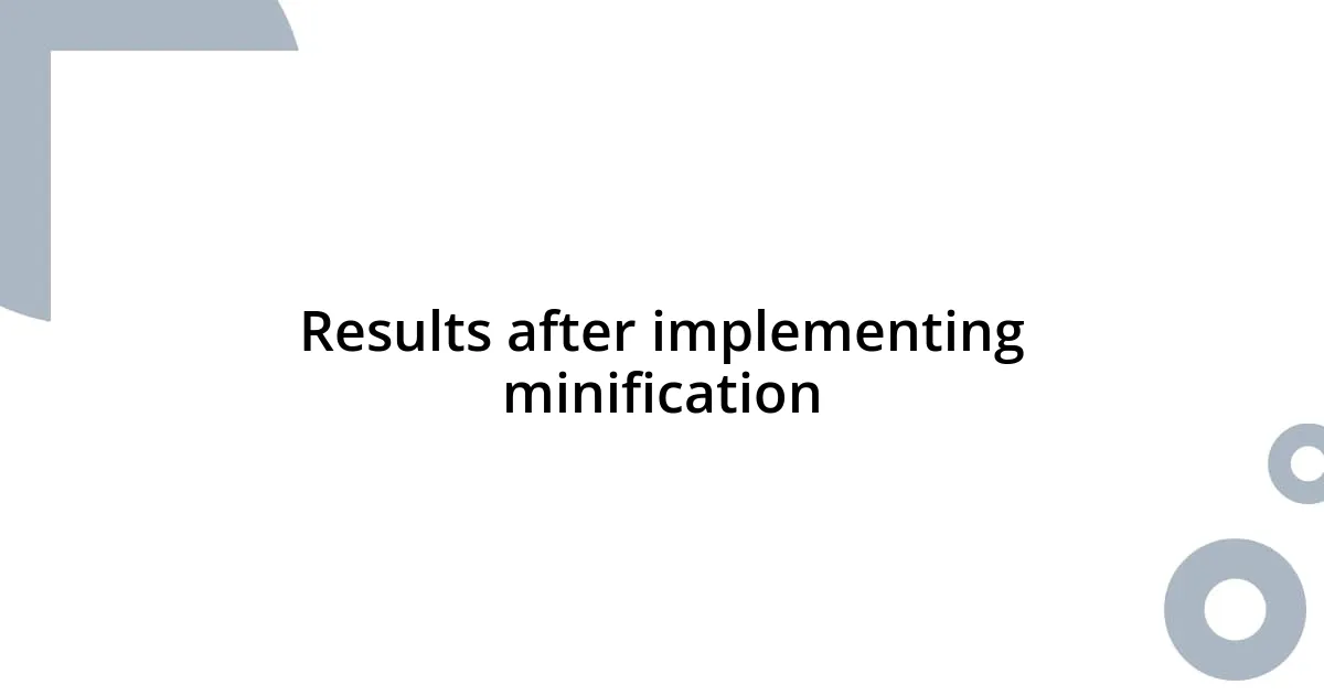 Results after implementing minification