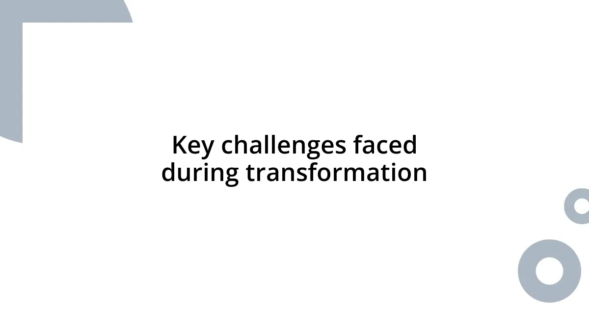 Key challenges faced during transformation